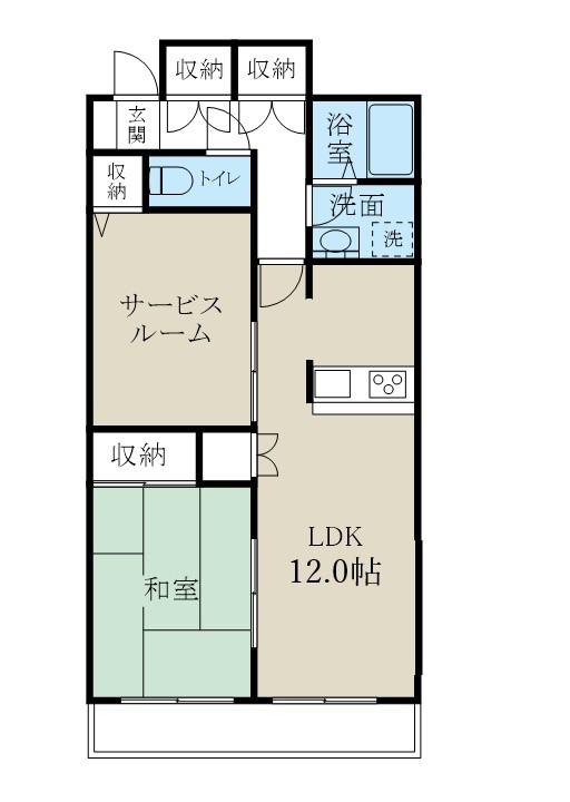 ホーリー弁天橋(1SLDK/1階)の間取り写真