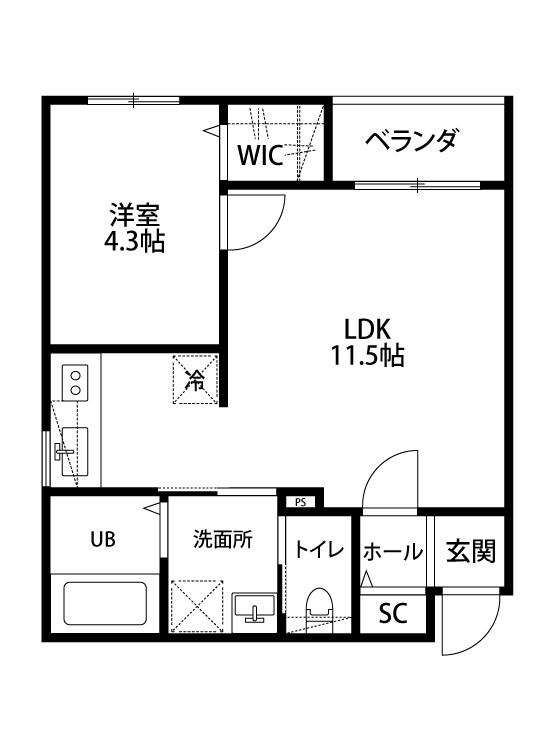 フューチャー白山(1LDK/1階)の間取り写真