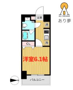SHOKEN RESIDENCE横浜桜木町ショウケンレジデンスヨコハ(1K/7階)の間取り写真