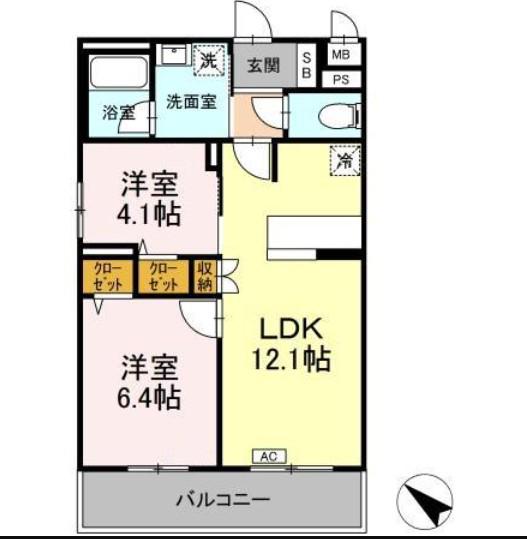 ロイヤル ヒルズ(2LDK/1階)の間取り写真