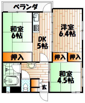 第12小倉三萩野IR BLD(3DK/5階)の間取り写真