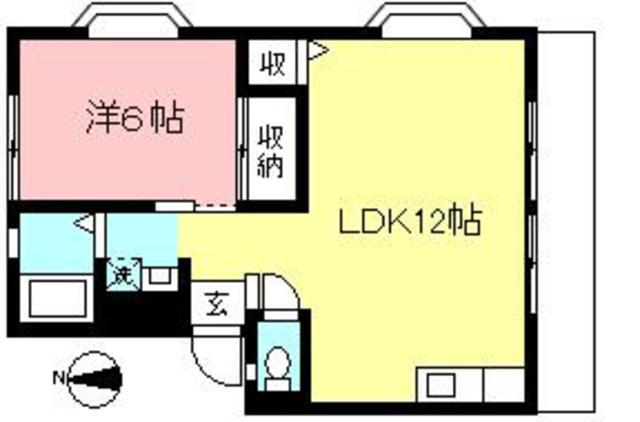 ハイムオータ(1LDK/2階)の間取り写真