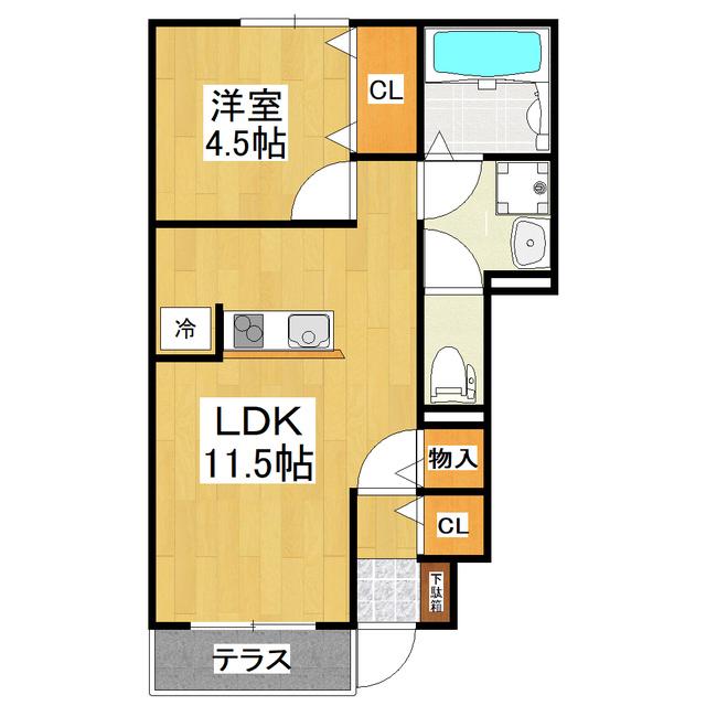 サンライズ東 A・B(1LDK/1階)の間取り写真