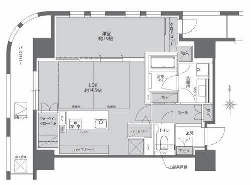 THE WEAVE MINAMI SEMBA(1LDK/2階)の間取り写真