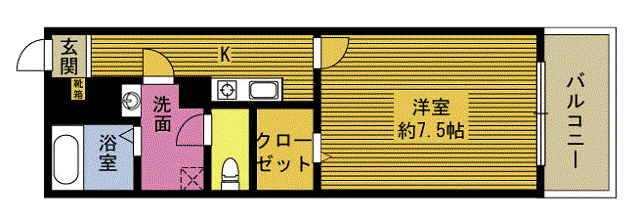 リベルテ21(1K/2階)の間取り写真