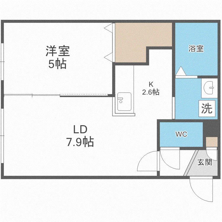 G・AMENITIES南4条(1LDK/3階)の間取り写真