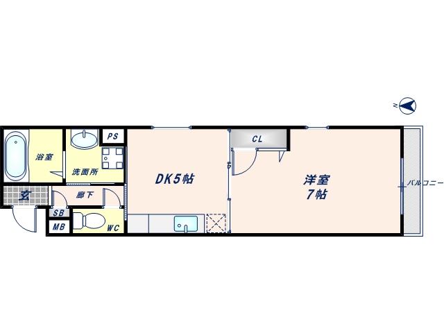 メゾンレモンの木(1DK/3階)の間取り写真