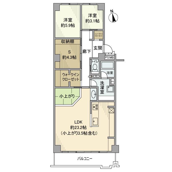 戸塚ハイライズ(2SLDK/8階)の間取り写真