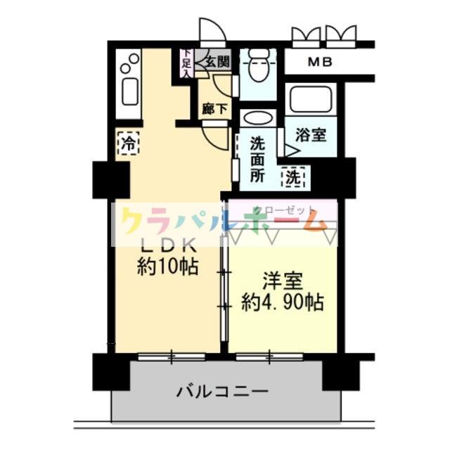 ノルデンタワー新大阪プレミアム(1LDK/20階)の間取り写真