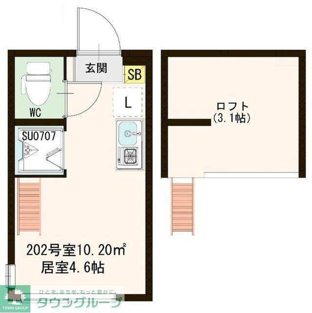 コンフォタリア高田馬場(ワンルーム/2階)の間取り写真