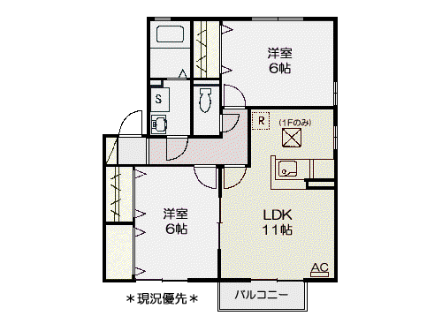 ロランジュ千曲(2LDK/1階)の間取り写真