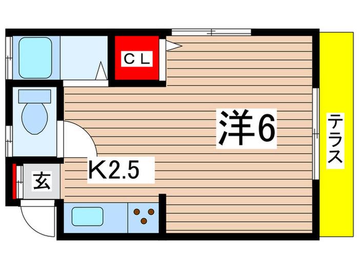 ベルハイム(1K/1階)の間取り写真