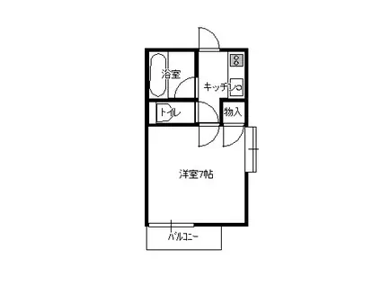 ソレイユD(1K/2階)の間取り写真