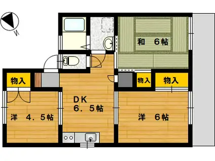 淳マンション(3DK/1階)の間取り写真
