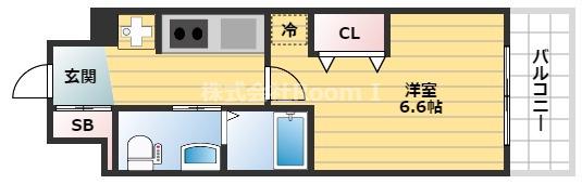 アーデンタワー本町イースト(1K/9階)の間取り写真