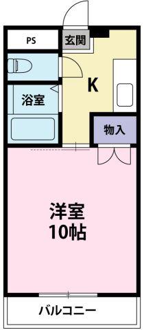 パールメゾンII(1K/3階)の間取り写真