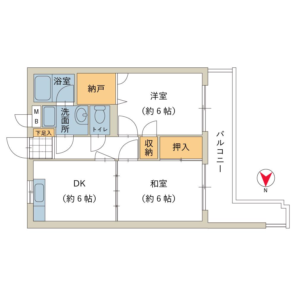 リーベさつま(2SDK/1階)の間取り写真