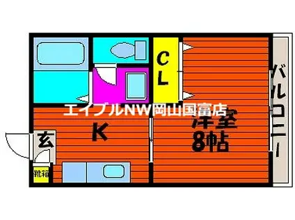 レジデアイ B棟(1K/1階)の間取り写真