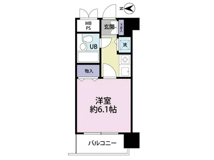 ライオンズマンション一高前(1K/4階)の間取り写真