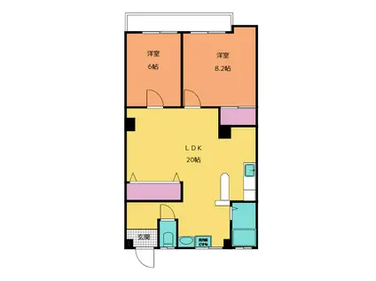 和名ヶ谷京葉ハイツ(2LDK/2階)の間取り写真