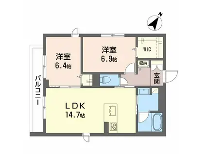 コンフォーザ泉町(2LDK/4階)の間取り写真