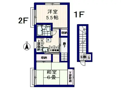 山田ハウス(2K/2階)の間取り写真