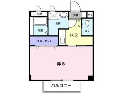 ミレニアムハイツ(1K/2階)の間取り写真