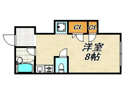 サンビレッジ須磨(ワンルーム/2階)の間取り写真