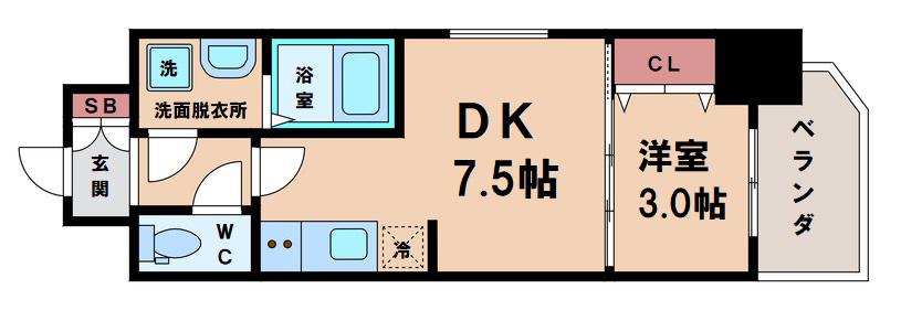 SOAR NAGAI EKIMAE(1DK/4階)の間取り写真