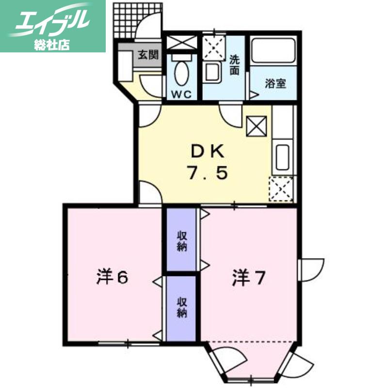 グリーンウッドB(2DK/1階)の間取り写真