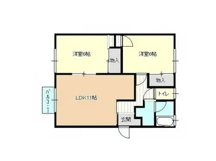 グランドール登別本町(2LDK/2階)の間取り写真