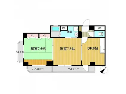 コットンK(2DK/2階)の間取り写真