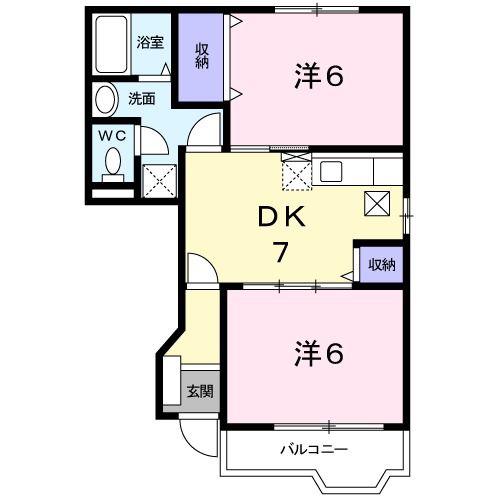 カーサ・ル・シェロ(2DK/1階)の間取り写真