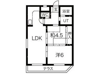 プレアール南亀井II(2LDK/1階)の間取り写真