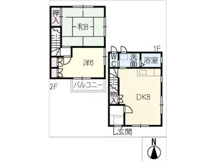 サンセール花田II(2DK/2階)の間取り写真