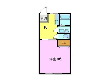 木下ハイツ(1K/2階)の間取り写真