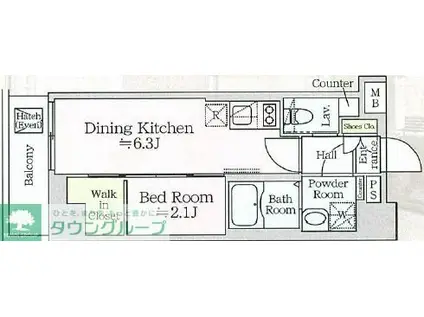 アイルプレミアム月島(1DK/5階)の間取り写真