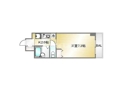 ブルームライフ兵庫(1K/6階)の間取り写真