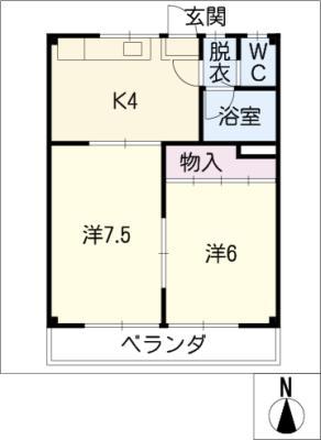 ベルメゾンSHIMA(2K/2階)の間取り写真