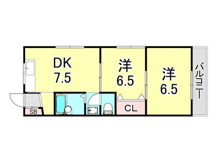 星ヶ丘アパートメント(2DK/3階)の間取り写真