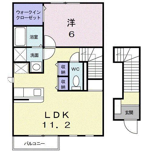 サウス ヒルズ I(1LDK/2階)の間取り写真