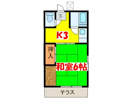 宝住荘(1K/2階)の間取り写真