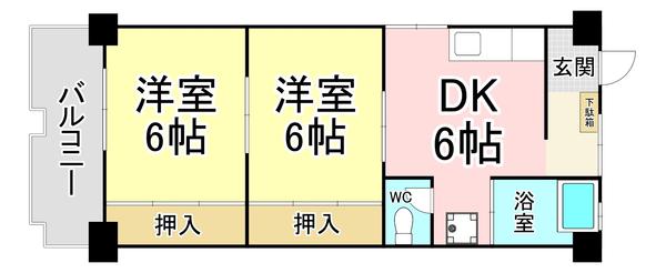 渡辺興産ビル(2DK/5階)の間取り写真