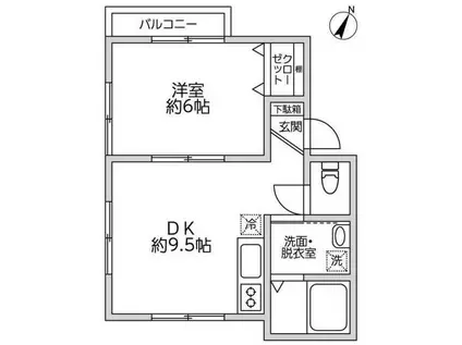 ハイツ白樺(1DK/1階)の間取り写真