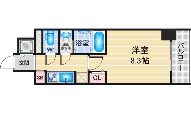 S-RESIDENCE堀田駅前FUTUR(1K/5階)の間取り写真