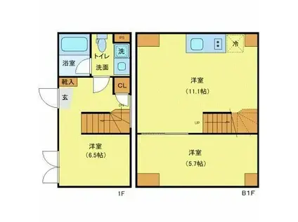 コンテル西五反田(1DK/1階)の間取り写真