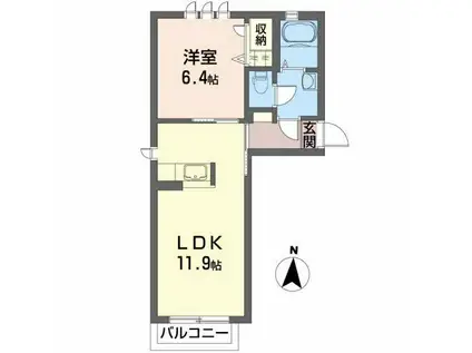 フラッツ・モアナ(1LDK/2階)の間取り写真