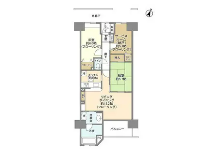 ベルドゥムール川口東(2SLDK/13階)の間取り写真
