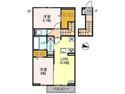 ハイムAG(2LDK/2階)の間取り写真