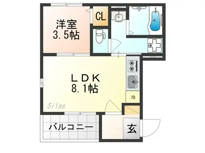BLOOMS TERRACE NAGITSUJI(1LDK/1階)の間取り写真